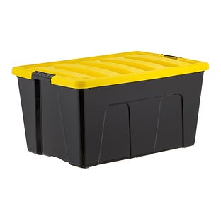 Iris 23.5 Gallon Storage Container with Latching Lid, Plastic, Black, 3/Pack (500427) | Quill