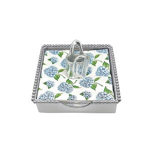 Mariposa Tote Bag Beaded Napkin Box Set - Silver