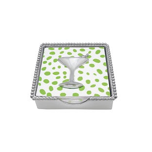 Beaded Edge Aluminum Box with Cocktail Glass Weight
