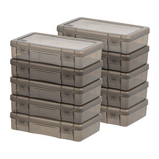 IRIS® Small Translucent Gray Snap-Tight Lid Supply Organizers, 10ct. | 5" x 9" x 2"