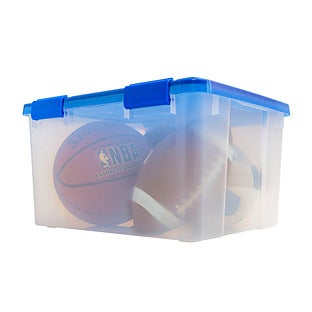 IRIS U.S.A. INC. Iris 16 Quart Element Resistant Ultimate Clear Plastic Locking Storage Bin, Clear, 6/Pack (500134), Blue | Quill
