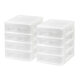 Iris 4-Drawer Mini Desktop Unit, White/Clear, 2/Pack (586016), Plastic | Quill