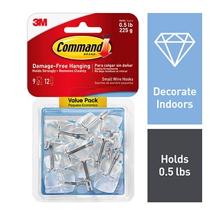 Command™ Small Wire Toggle Hook Clear Pkg/9