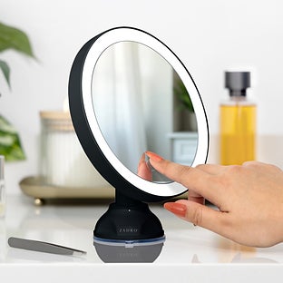 Zadro Lighted Wall Mounted Suction Cup Makeup Mirror with 10X Magnification - White