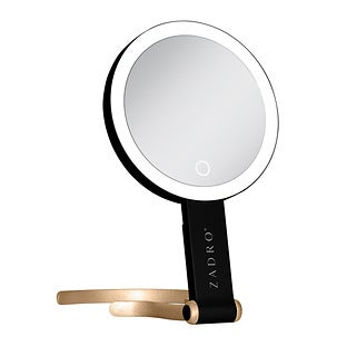 Zadro Multi-Position LED Lighted Hand Mirror with 10X/1X - White/Silver