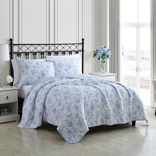 Laura Ashley® King 3-Pc. Walled Garden Quilt Set Blue