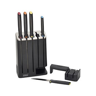 Joseph Joseph Elevate Knives Slim Block 5-Piece Knife Set with Ceramic Sharpener - Multicolor