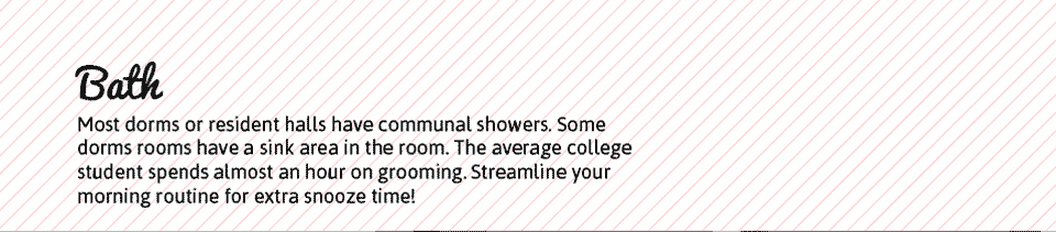 Dorm room ideas infographic - Bath