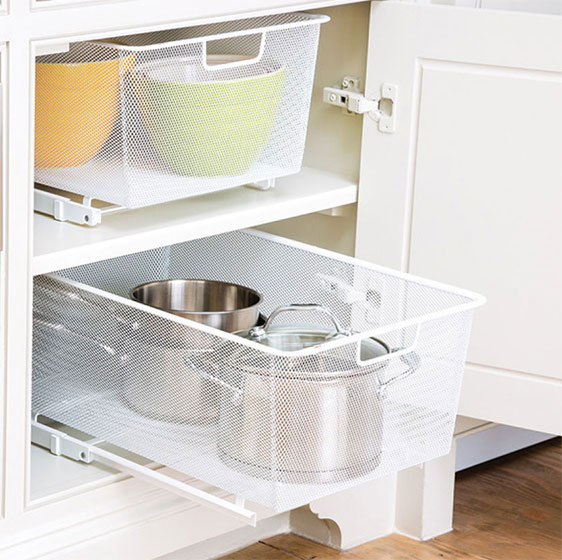 White Elfa Mesh Easy Glider Drawers