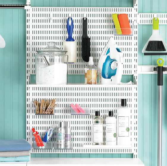 Kitchen & Garage Pegboard Organizers - Elfa Utility Board Solutions ...