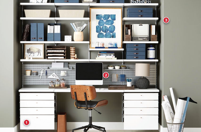 White & Platinum Elfa Décor Office