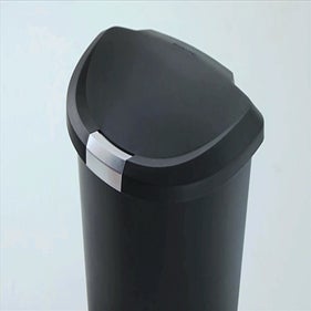 simplehuman Black 13 gal. SemiRound Plastic Step Trash Can The