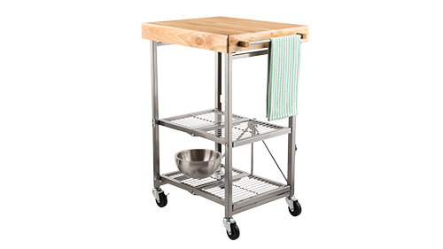Origami Microwave Cart 58, Origami Foldable Kitchen Island Cart Silver